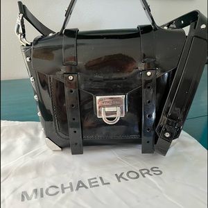 Michael Kors black patent leather handbag